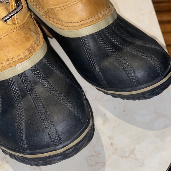 Sorel boots size 7 rubber waterproof quilted felt tan leather - Picture 3 of 6